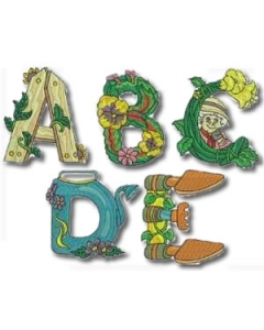 Gardening Alphabet Embroidery Design