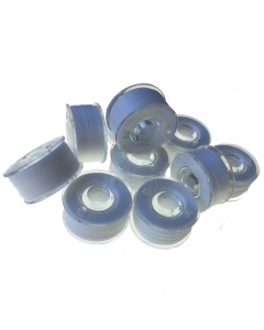 10x Plastic reusable bobbins with thread pre-wound on
