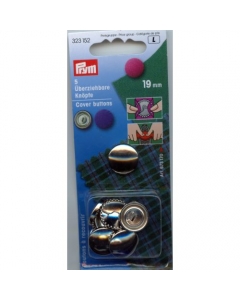Prym Cover Buttons Brass Silver 19mm