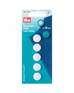 Prym Cover Buttons White Plastic 15mm