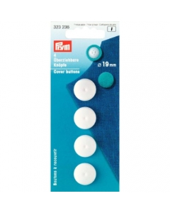 Prym Cover Buttons White Plastic 19mm