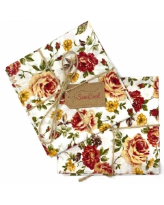 White and Peach Rose Floral Fat Quarter Fabric