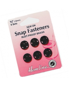 Sew-on Snap Fasteners in Black size 13 mm