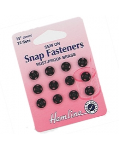 Sew-on Snap Fasteners in Black size 9 mm