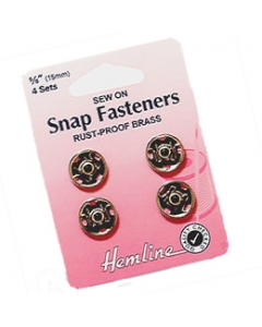 Sew-on Snap Fasteners in Silver size 15 mm