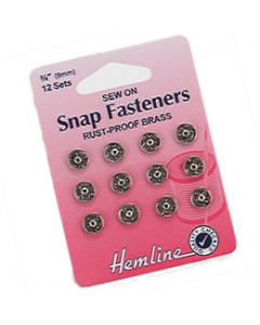Sew-on Snap Fasteners in Silver size 9 mm