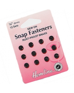 Sew-on Snap Fasteners in Black size 6 mm