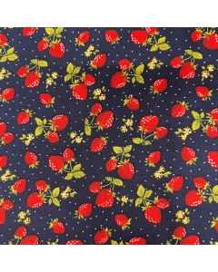 Navy Strawberries Fabric