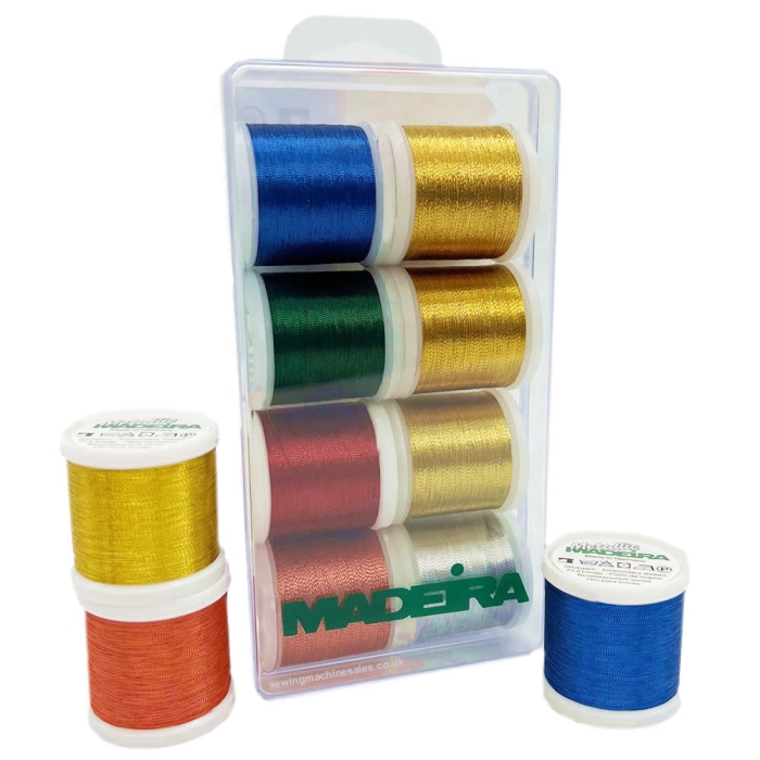 Madeira Classic Metallic Thread set of 8 metallic embroidery threads at