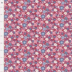 Tilda Village Life Esther Burgundy Floral Fabric