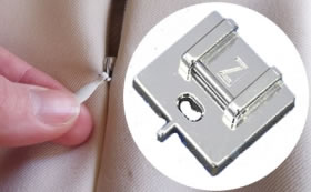 Foot to insert concealed zips