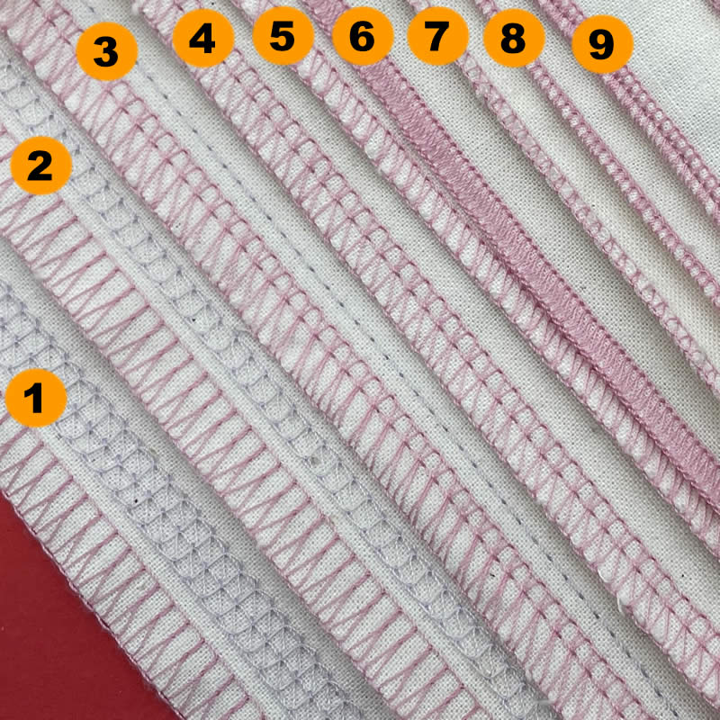 The different stitches a overlocker can sew