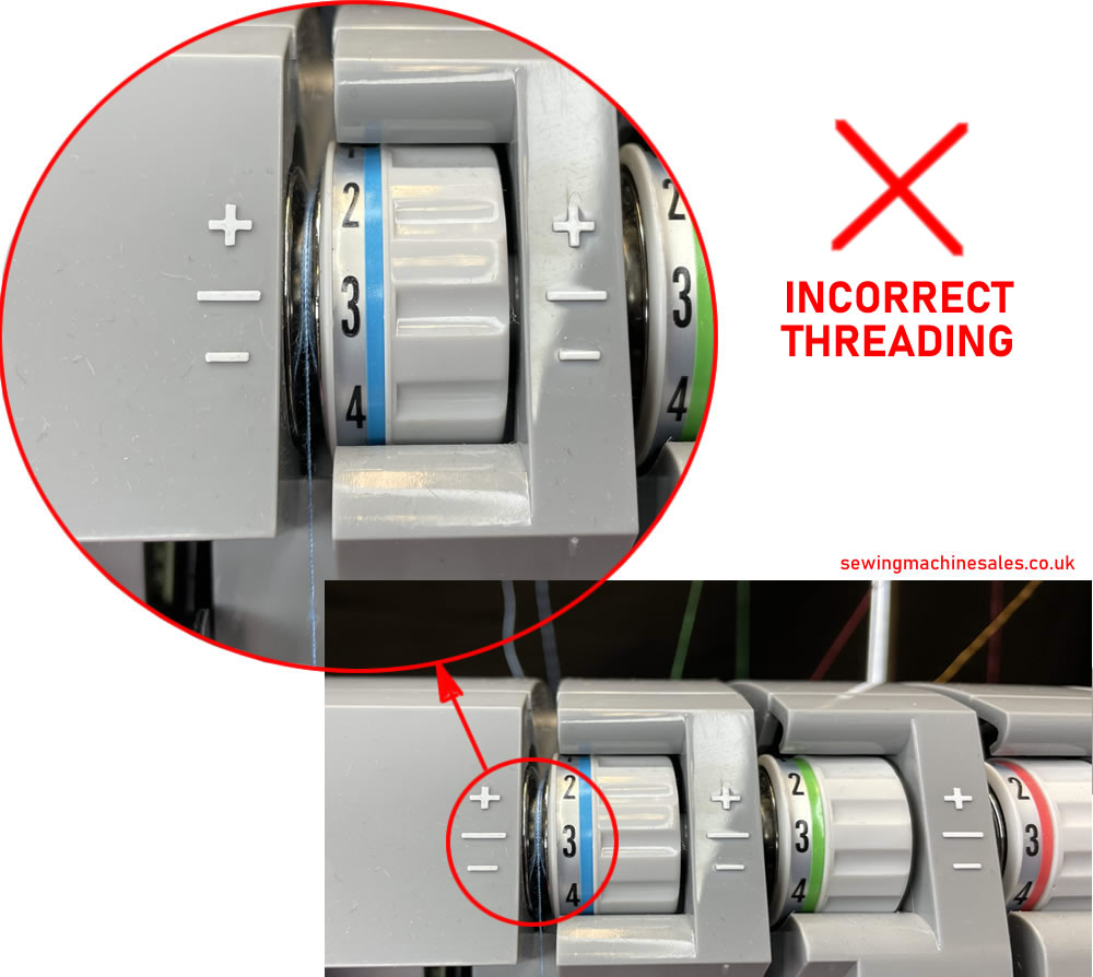 Overlocker tension threaded wrong