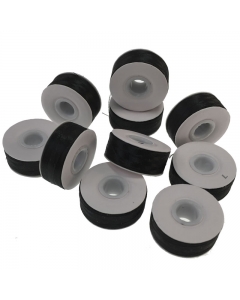 Black prewound machine embroidery bobbins, buy 10, 20, or 50 at a time with multi-buy discount