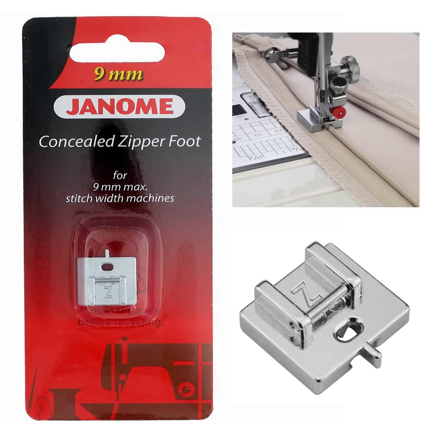 non ❥ Janome Concealed Invisible Zipper Foot for 9mm Models (202144009