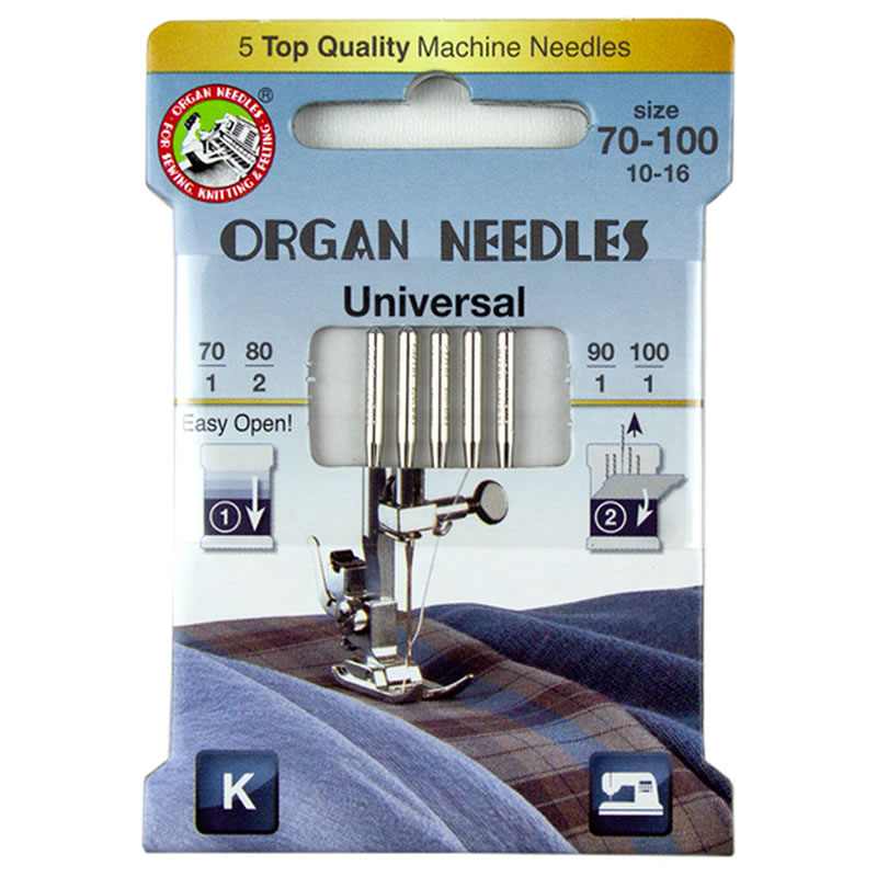 Range of Genuine Organ Needles Sizes 70110 Jeans, Universal, Jersey