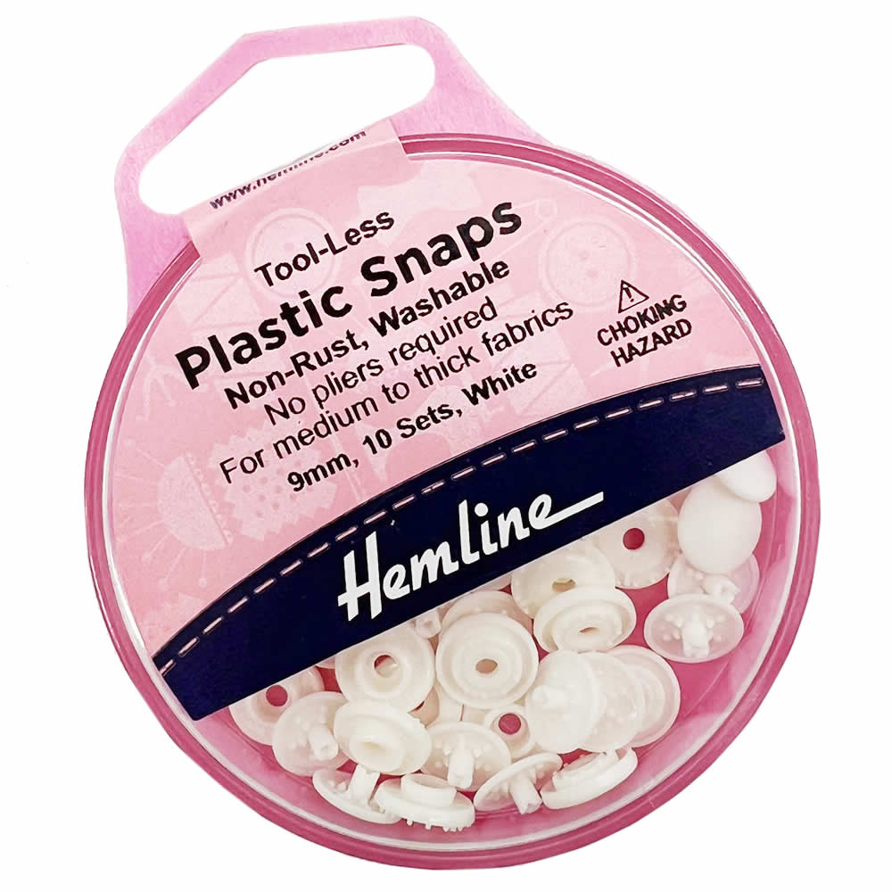 Hemline Tool-less Plastic Snaps 9mm or 13mm No Pliers Required